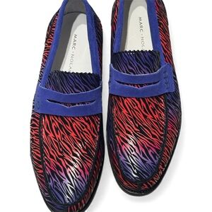 Marc Nolan Vibrant Zebra Print Loafers